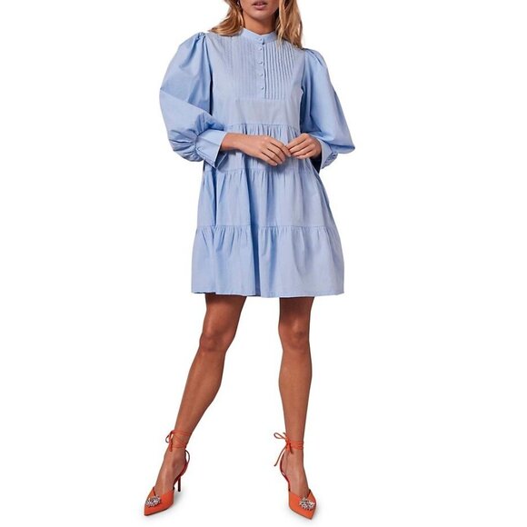 Yasvisima Puff-Sleeve Tiered Mini Shirtdress - Picture 1 of 2